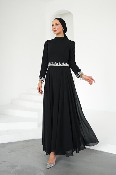 hakimoda فستان سهرة أسود من مونا أدريانا