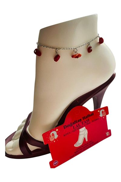 GALATA GIFT Natural Stone Anklet/Bracelet, 20-22cm Extension Chain with 5 Natural Stones Accessories-Card