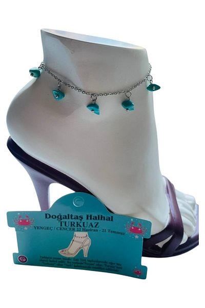 GALATA GIFT Natural Stone Anklet/Bracelet, 20-22cm Extension Chain with 5 Natural Stones Accessories-Card
