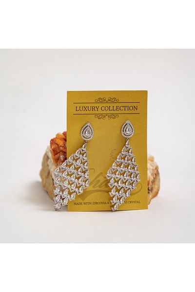 CHARM Long earrings with zirconia “Glamour Bride” – sparkling waterfall effect – Charm