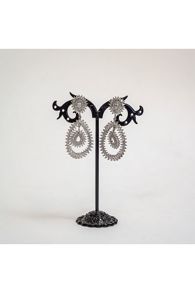 CHARM Double oval statement earrings with zirconia – “Royal Sparkle” – Charm