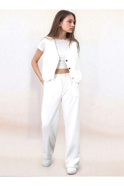 Jannock 2-Piece Girl's Suit with V-Neck Sleeveless Vest and Trousers