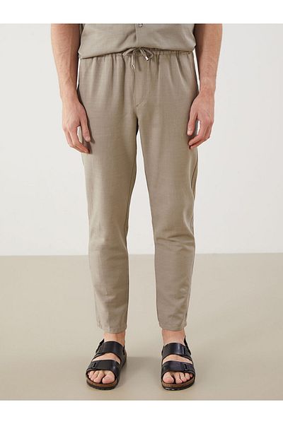LC Waikiki Green Standard Fit Linen Look Men's Trousers
