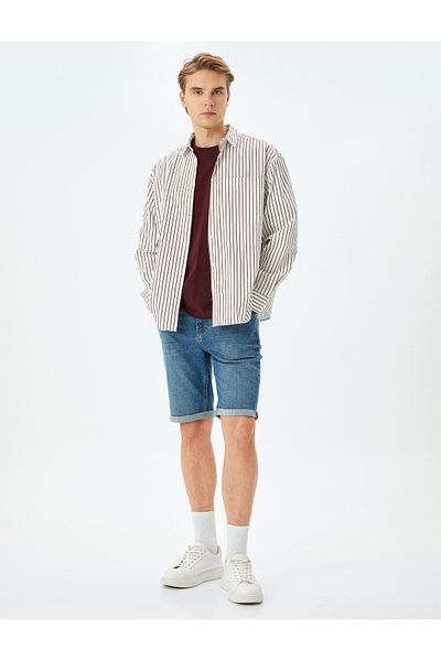 Koton Folded Leg Bermuda Slim Fit Jean Shorts
