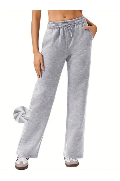 CANDERO Pantaloni de sport pentru femei, gri, largi, supradimensionați, de calitate, cu croiala largi, flexibili, confortabili, din țesătură YUS