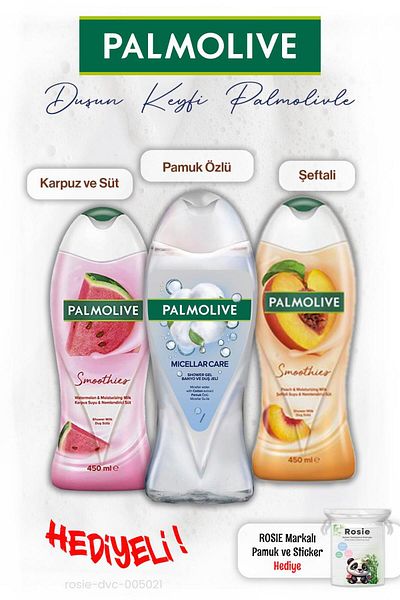 Palmolive 3-Pack Shower Gel Cotton Extract 500 Ml, Melon 450 Ml, Watermelon 450 Ml, Rosie Gift
