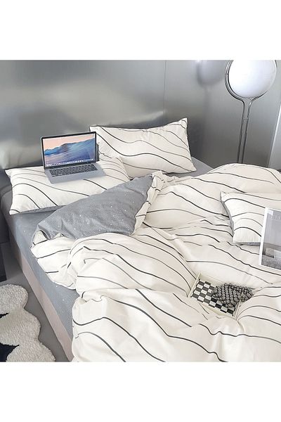CHIRASO CHIRASO Linen, 100% Cotton, ELASTIC Sheet 180x200 cm, Duvet Sheet 200x230 cm, 2 Pillowcases