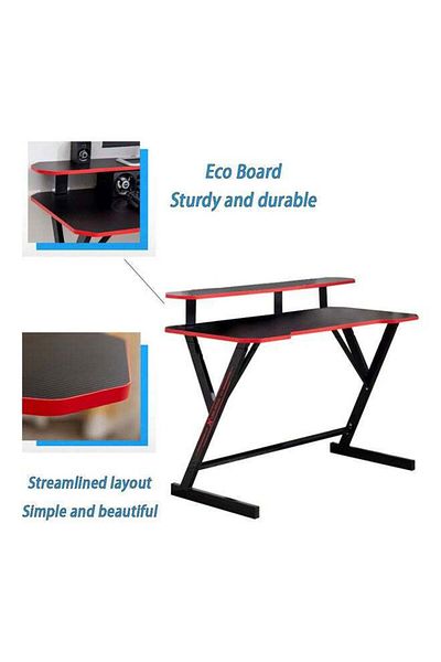 COOYA Gaming Computer Desk,With Removable Monitor Stand,Black,Gift for Computer Lover,120x60x89CM
