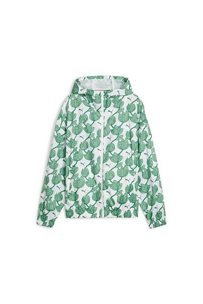 Puma Womens Blossom All-Over Print Windbreaker Jacket - Green