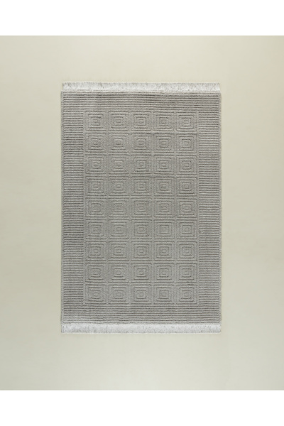 Madame Coco Laura Saçaklı Halı - Gri - 160x230 cm