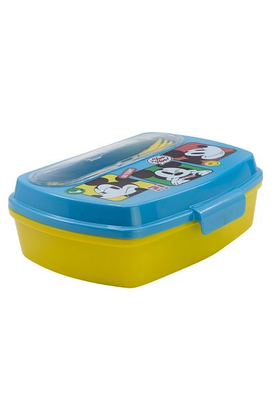 Mickey Mouse Sandwich box, with spoon and fork, multicolor, plastic, BPA-free, Fun-Tastic, Mickey Mouse