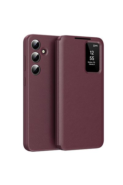 SKYDDAR INNOVATION Case for Samsung Galaxy A55 5G, with wallet and SmartView, Premium, sticker set, Red