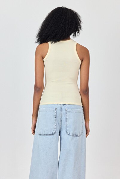 SHERIN Yellow Halter Neck Bow Detailed Tank Top