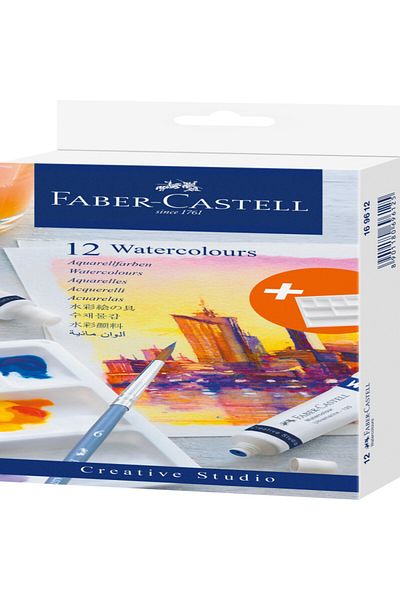 OEM Faber Castell Watercolour Tempera Paint Set, 12‑Color Palette, 9 ml Tubes, Blendable, Water‑Soluble