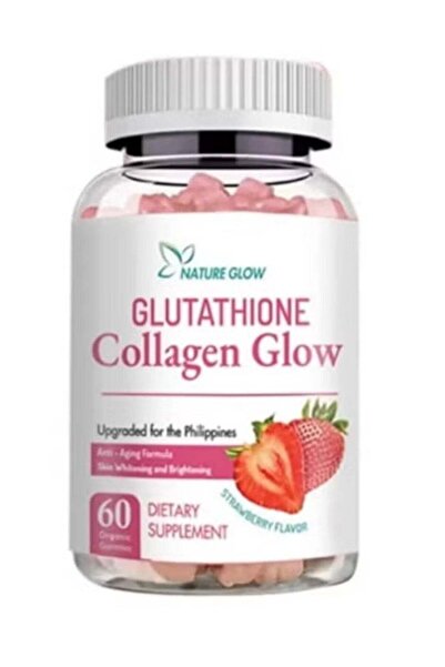 NATURER نكهة الفراولة الطبيعية المتوهجة بالجلوتاثيون والكولاجين - 60 علكة عضو...