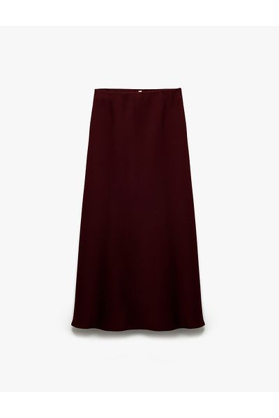 Koton Regular Fit Midi Length Satin Flared Skirt