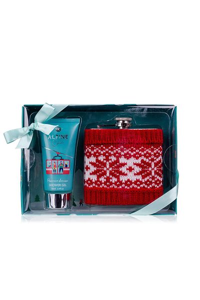 ACCENTRA Alpine Chic travel gift set with whiskey bottle and 60ml shower gel