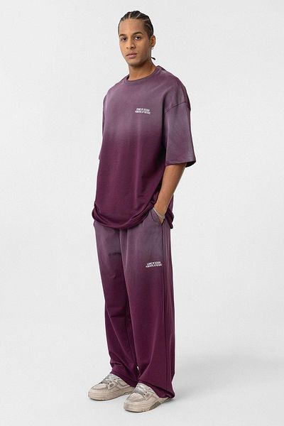 VAMOSCLO Washable Oversize Printed Tracksuit Suit Claret Red