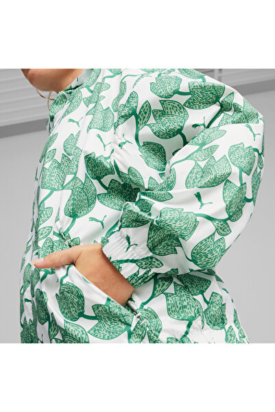 Puma Womens Blossom All-Over Print Windbreaker Jacket - Green