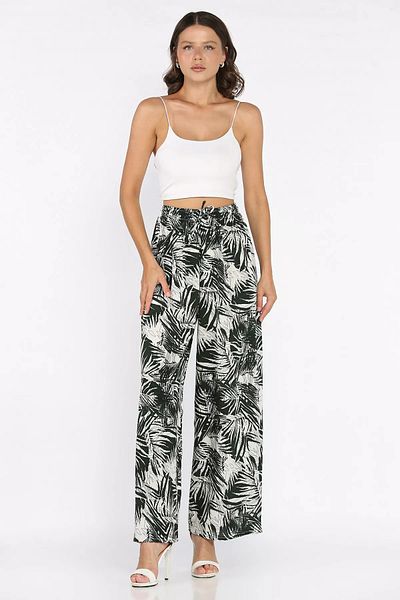 GÜLSELİ Khaki Patterned Viscose Walking Pants