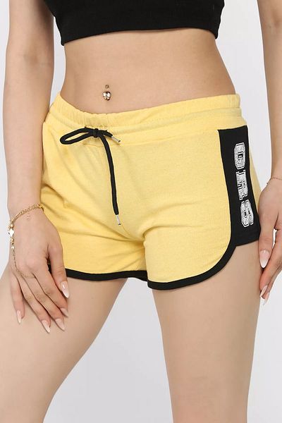 GÜLSELİ Mini pantaloni scurți galbeni imprimați pentru femei