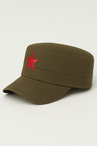 MYZİ STORE Koton Castro Hat Breathable Fabric Streetwear Castro with Red Star Detail