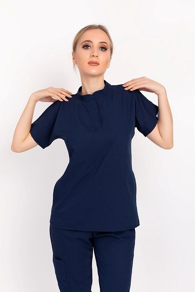 Nur Medikal Giyim Modelul Çağla Bleumarin Elite Lycra cu Prindere Tip Snap Guler Judecător Doctor Asistentă Scrubs Uniformă