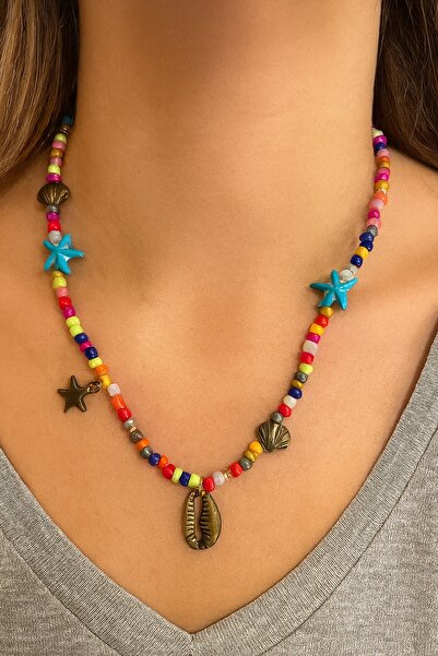 andela Colorful Seafood Sand Bead Necklace