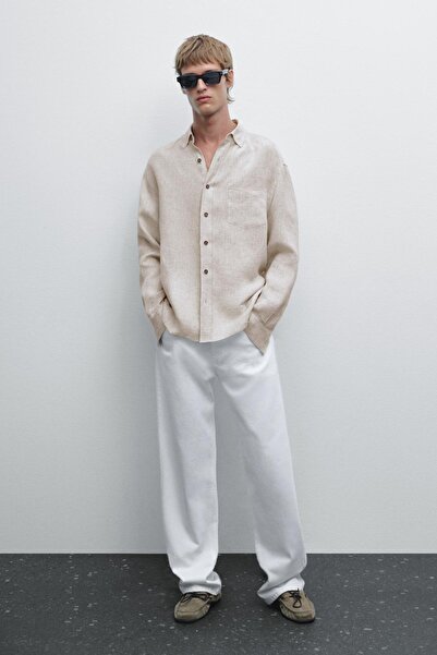 Massimo Dutti %100 keten regular fit gömlek