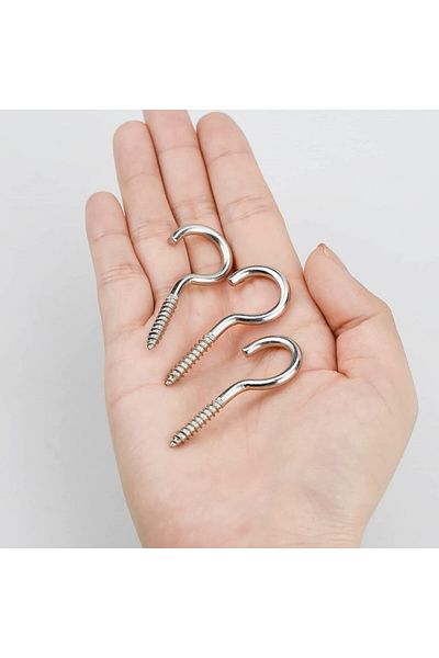 Wandefol Set of 10 Wandefol hooks, stainless steel, silver, 5 x 1.4 cm