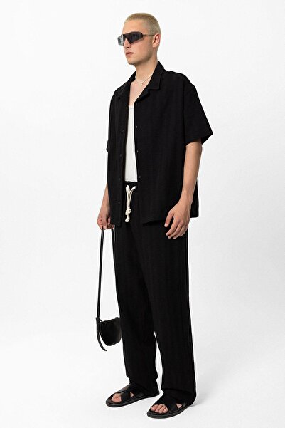 VAMOSCLO Basic Bottom Top Shirt Suit Black