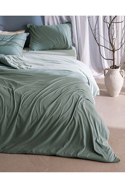Madame Coco Lumi Single Cotton Combed Elastic Duvet Cover Set - Mint Green