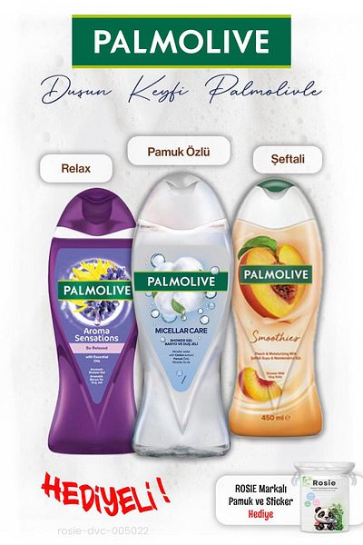 Palmolive 3 Pcs Shower Gel Relax 500 Ml, Cotton Extract 500 Ml, Melon 450 Ml, Rosie Gift