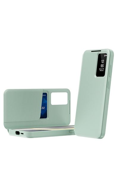 SKYDDAR INNOVATION Husă pentru Samsung Galaxy A55 5G, cu portofel și SmartView, Premium, set de stickere, verde