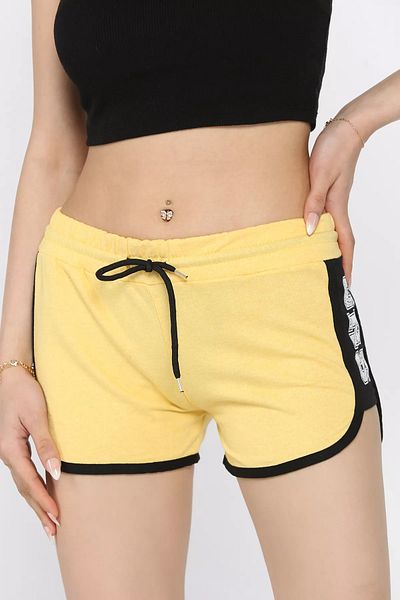 GÜLSELİ Mini pantaloni scurți galbeni imprimați pentru femei