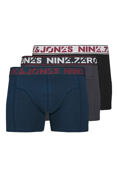 Jack & Jones J&J JACCOLTON Ανδρικό πακέτο μπόξερ 3 τεμαχίων με πολύχρωμο λογότυπο Navy Blue Grey Black