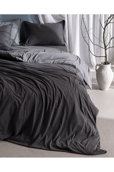 Madame Coco Lumi Double Cotton Combed Elastic Duvet Cover Set - Anthracite