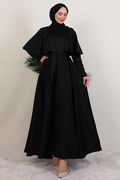 GİYZAMİLA Mona Cape Dress Black