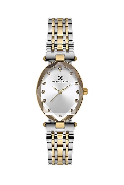 Daniel Klein Women's Wristwatch - Two Color, Oval Stone Detailed Case, Metal Cord,