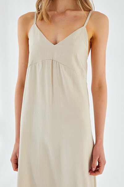 Mixray 4252 Γυναικείο φόρεμα με λουράκι V λαιμόκοψη πέτρα