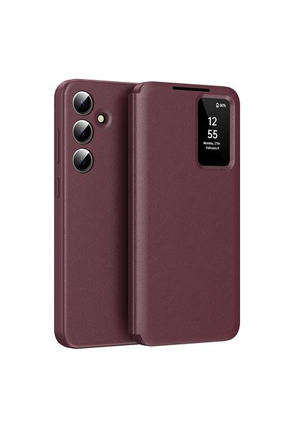 SKYDDAR INNOVATION Case for Samsung Galaxy S24 FE, with wallet and SmartView, Premium, sticker set, Red