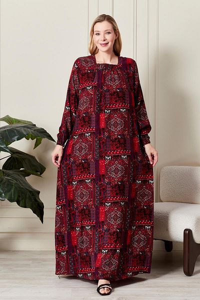 Ferace Women's Plus Size Osmnalı Ethnic Pattern Dress