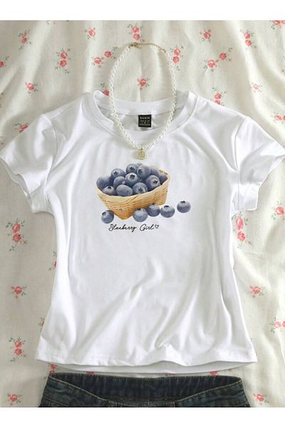 Touz Moda Belt Boy Baby Tee Bleberry Crop Blouse