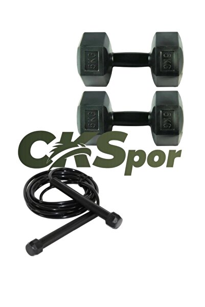 CKSpor Süper Set Arbentedarik Dambıl Seti 5 Kg X 2 Adet 10 Kg + Siyah Atlama ...