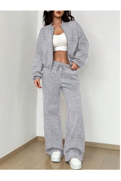 CANDERO Pantaloni de sport pentru femei, gri, cu dungi, mărime mare, îmbrăcăminte sportivă, de calitate, cu croiala largi, flexibile, confortabile, din țesătură YUS