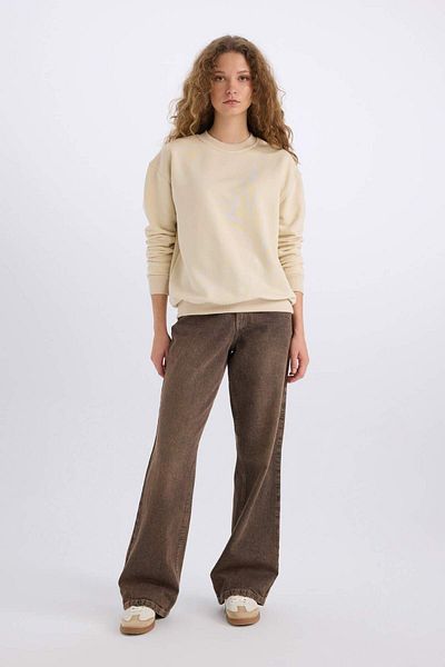 DeFacto Oversize Wide Fit Crew Neck Basic Απλό Χοντρό Φούτερ E3859AX24WN