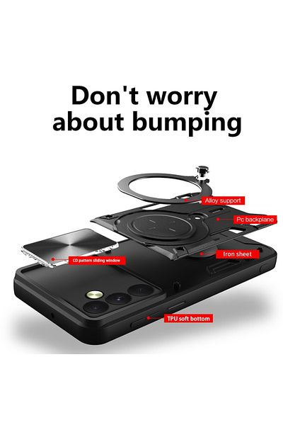 SKYDDAR INNOVATION Case for Oppo Reno12 Pro, CamGuard Pro, Magnetic Ring, Camera Protection, sticker set, Red