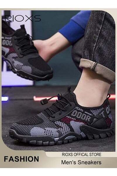 RIOXS Men's Athletic Casual Hiking Shoes Lightweight Outdoor Running Shoes Mesh Breathable Fashion Sneaker