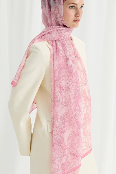 cs camellia scarf Σάλι Viena Silk Crepe - Ροζ καραμέλα