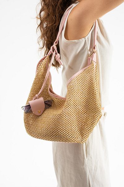 Night Melina Model Women's Hand and Shoulder Bag with Straw Glasses Apparatus